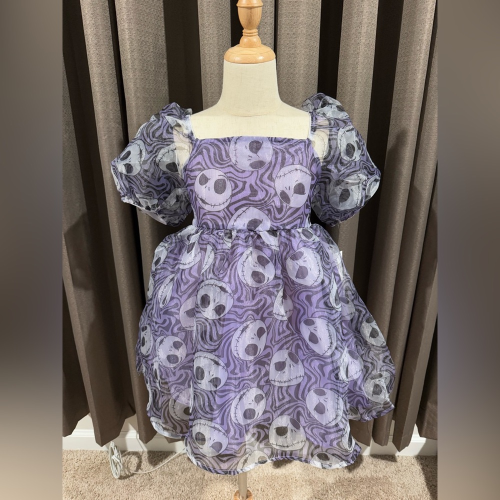 New Jack Skellington Halloween Girls short sleeve puff dress size S,M, L, XL